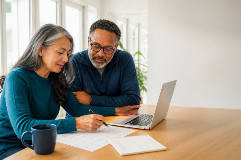 Couple approaching age 65 organizing their Medicare coverage choices