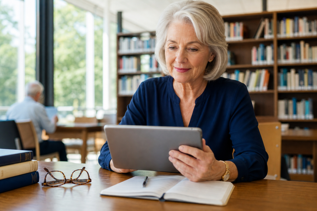 Older adult using the Gala Health Medicare Learning Center